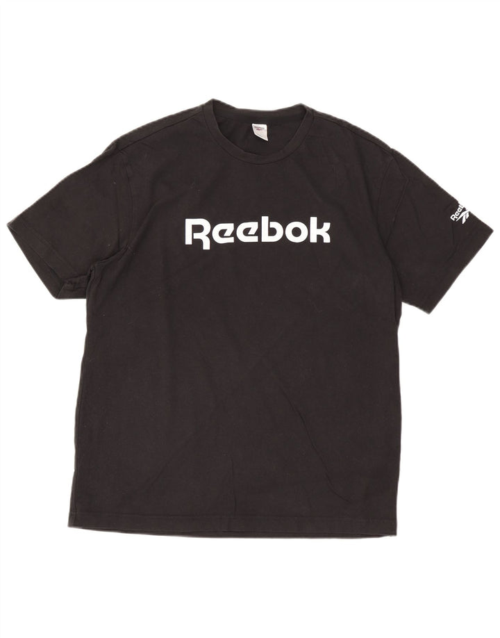 Ανδρικό γραφικό T-Shirt Reebok Top μεγάλο μαύρο βαμβακερό