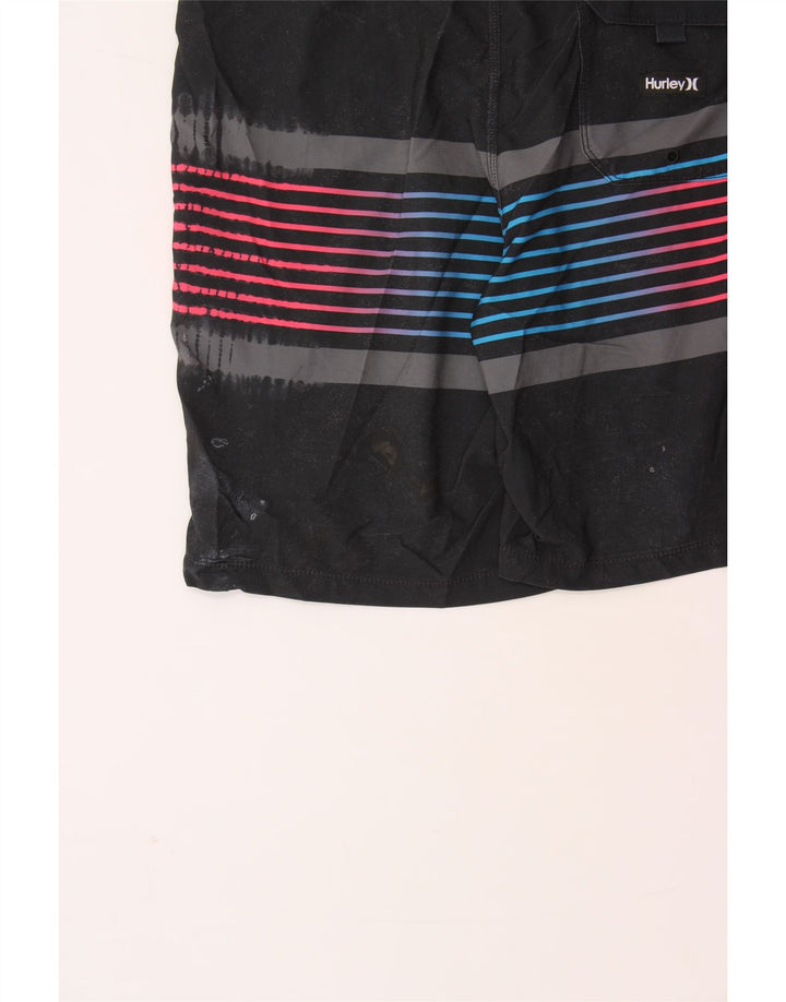 HURLEY Mens Swimming Shorts Small Black Striped Polyester Vintage Hurley and Second-Hand Hurley from Messina Hembry 