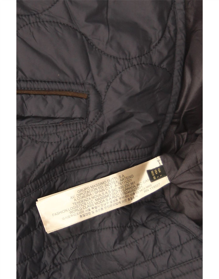 Massimo Dutti Ανδρικό καπιτονέ μπουφάν UK 40 Large Navy Blue Nylon