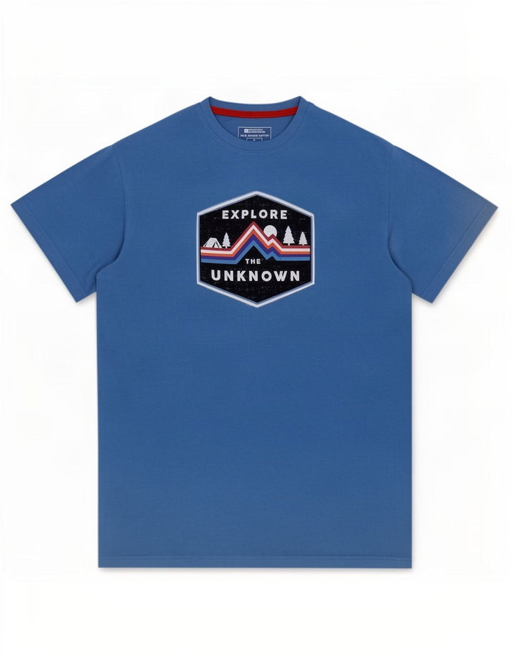 Ανδρικό γραφικό T-Shirt Mountain Warehouse Top Μεσαίο Μπλε Βαμβακερό