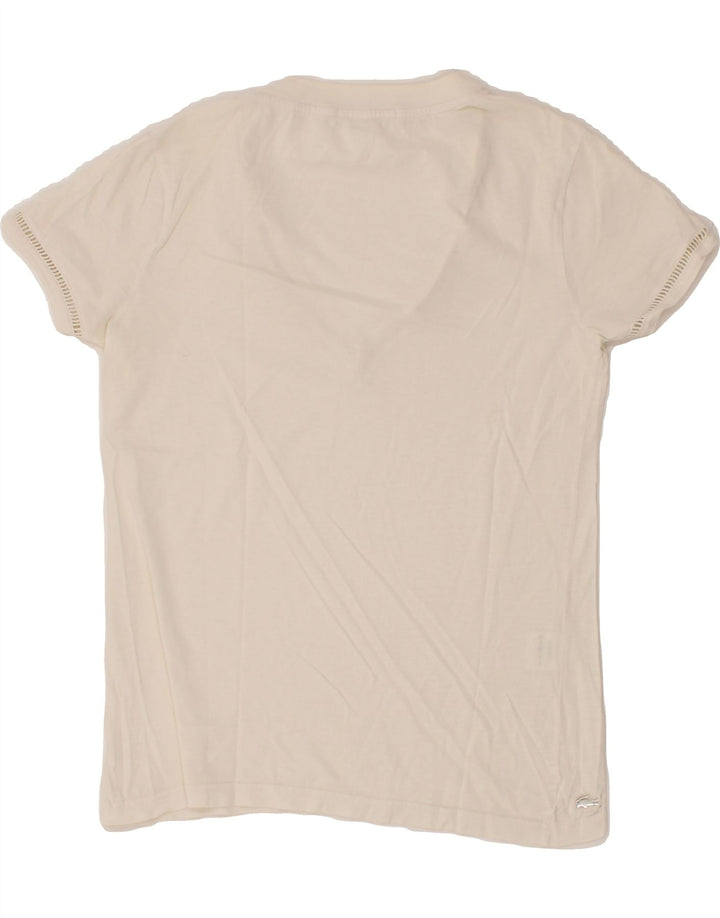 LACOSTE Womens T-Shirt Top Size 36 Small Off White Cotton Vintage Lacoste and Second-Hand Lacoste from Messina Hembry 