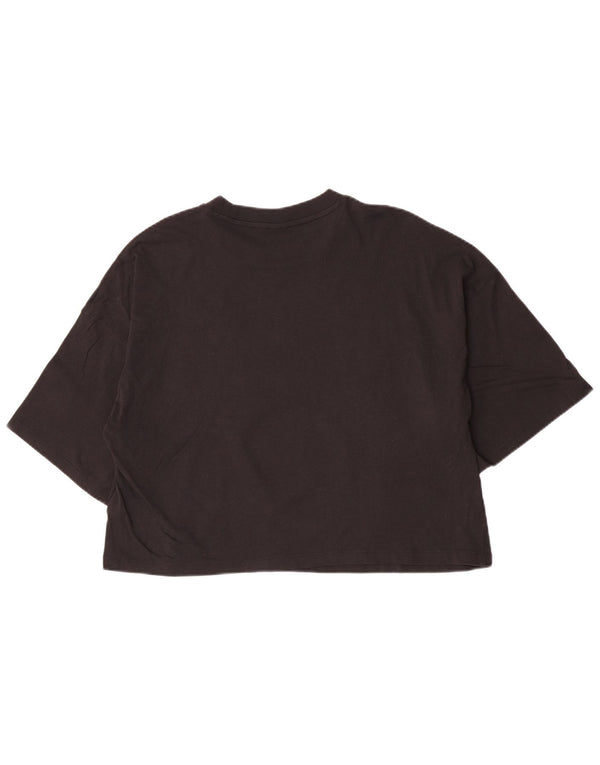 Puma Γυναικείο T-Shirt Top UK 16 Large μαύρο βαμβακερό
