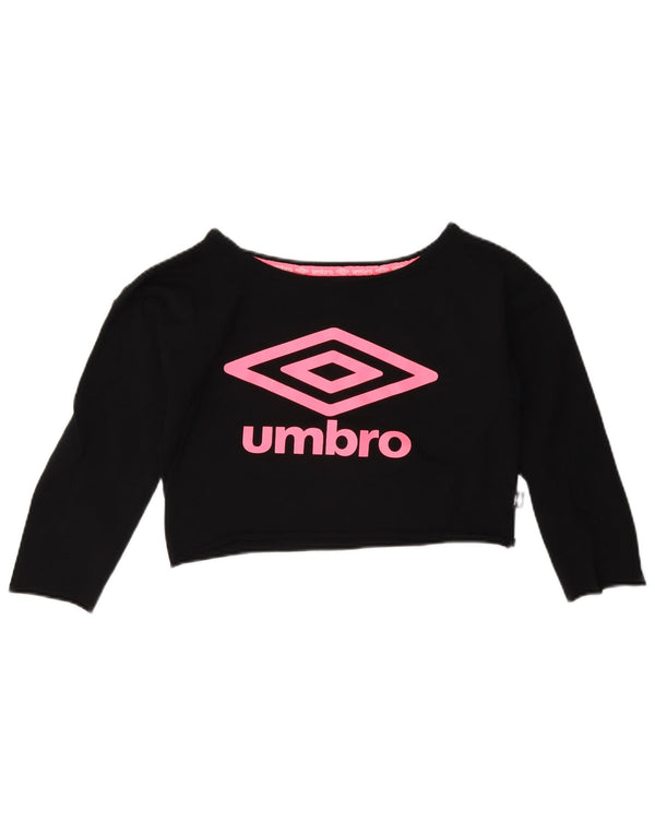 Umbro Girls Crop Graphic Top Μακρύ μανίκι 11-12 ετών Μεσαίο μαύρο βαμβακερό