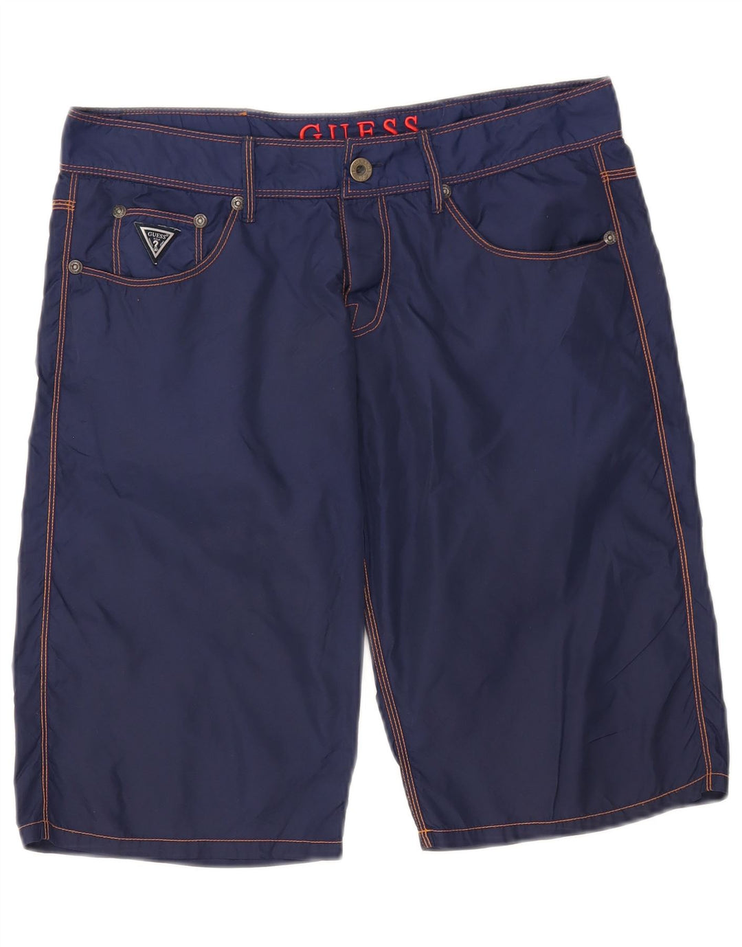 GUESS Womens Casual Shorts W32 Large Navy Blue Polyamide