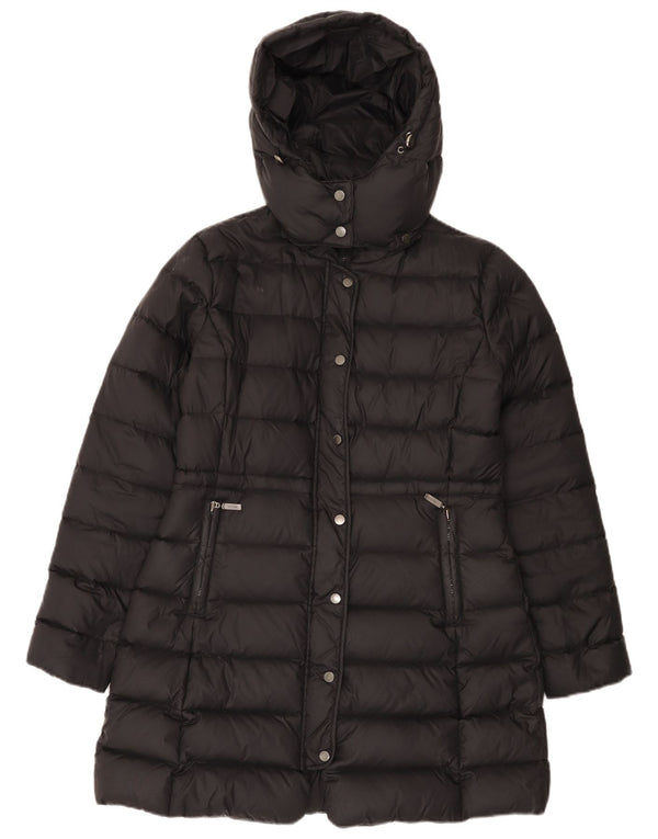 Γυναικείο παλτό Benetton με κουκούλα UK 14 Medium Black Polyamide