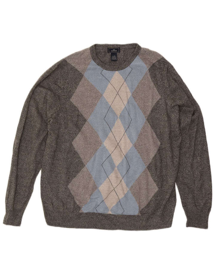 Ανδρικό πουλόβερ Dockers Crew Neck Jumper XL Grey Argyle/Diamond Acrylic