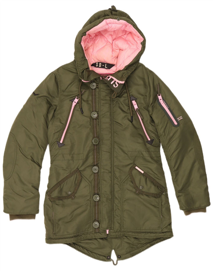 Γυναικείο μπουφάν Parka με κουκούλα SUPERDRY UK 14 Medium Khaki Nylon