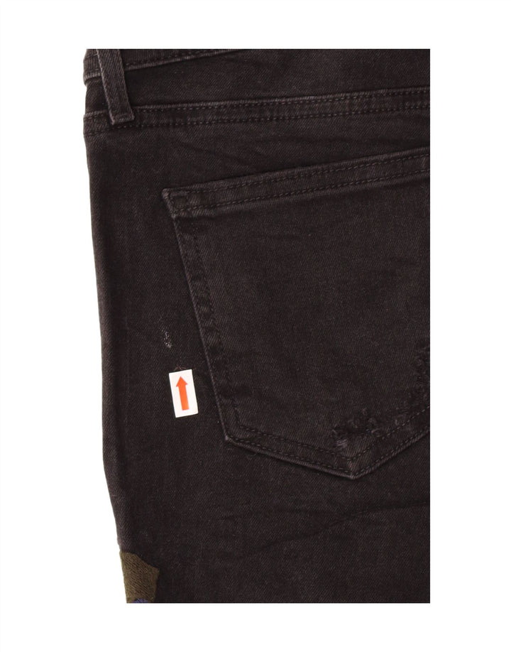 Zara Γυναικείο τζιν σορτς EU 38 Small W28 Μαύρο Floral Bohemian