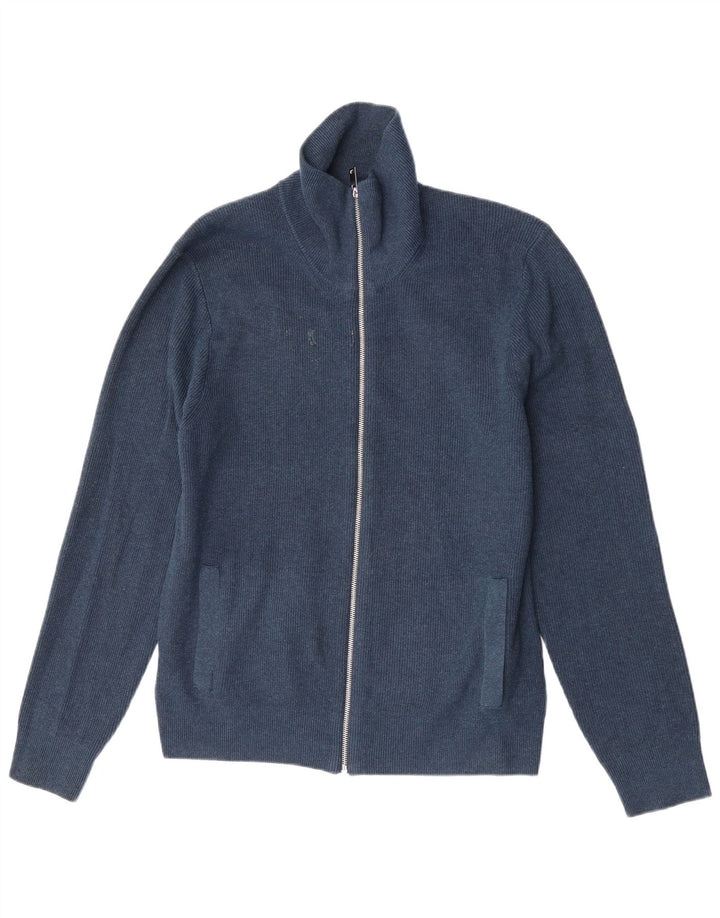 Marks & Spencer Ανδρική ζακέτα πουλόβερ Μεγάλο Navy Blue Polyester