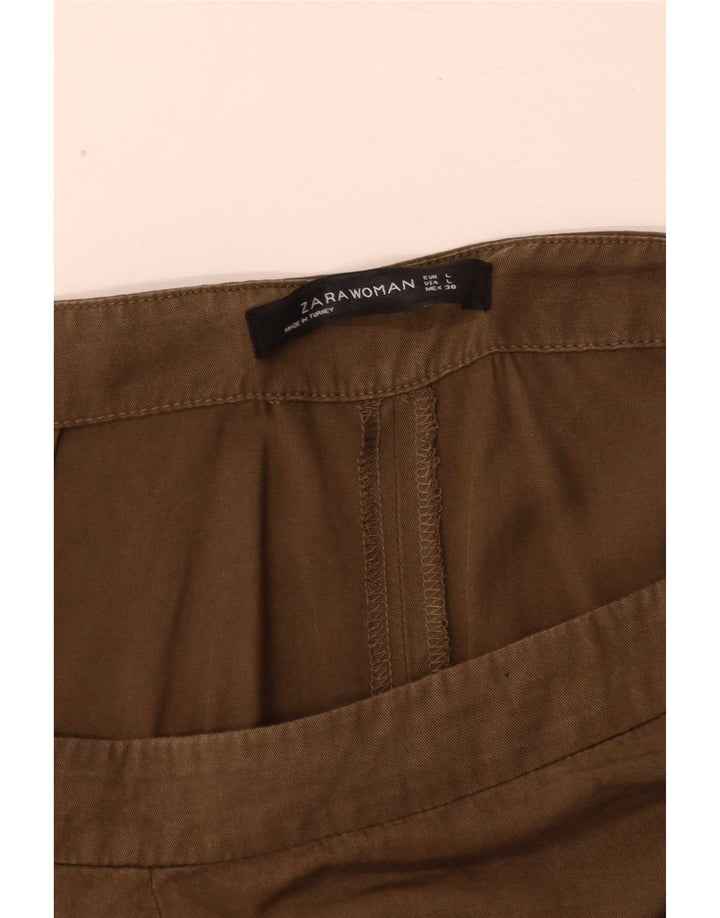 Zara Γυναικείο Παντελόνι Capri Large W32 L24 Khaki