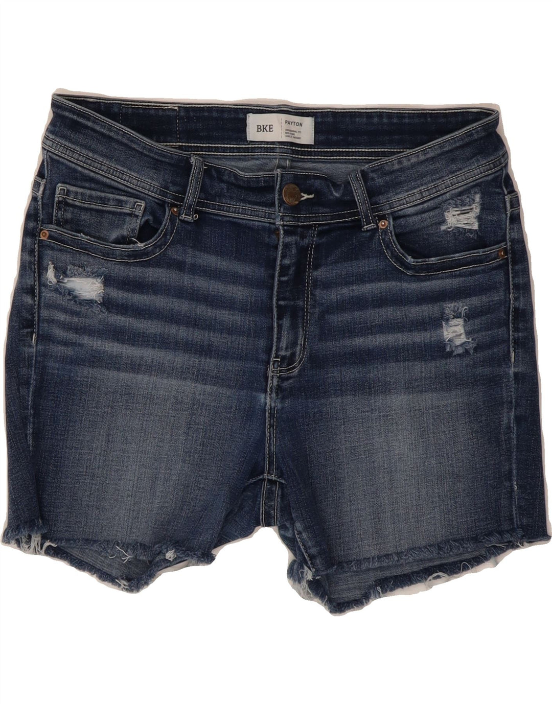 BKE Womens Distressed Denim Shorts W29 Medium  Navy Blue Cotton Vintage BKE and Second-Hand BKE from Messina Hembry 