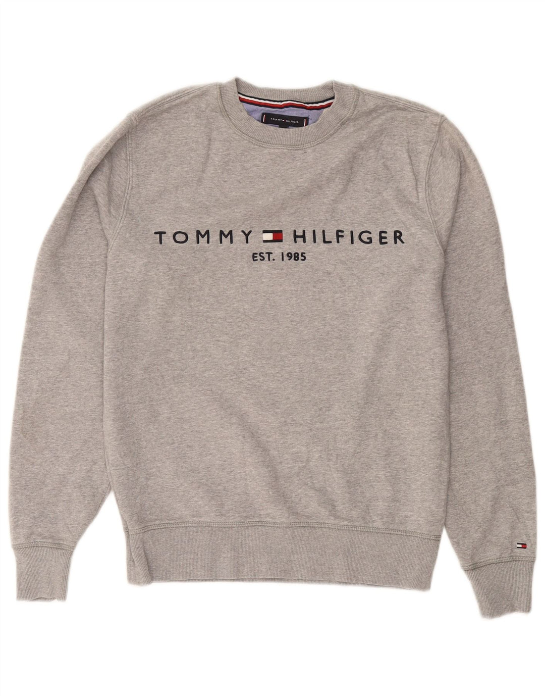 Γραφικό ανδρικό φούτερ Tommy Hilfiger, μεσαίο γκρι βαμβακερό