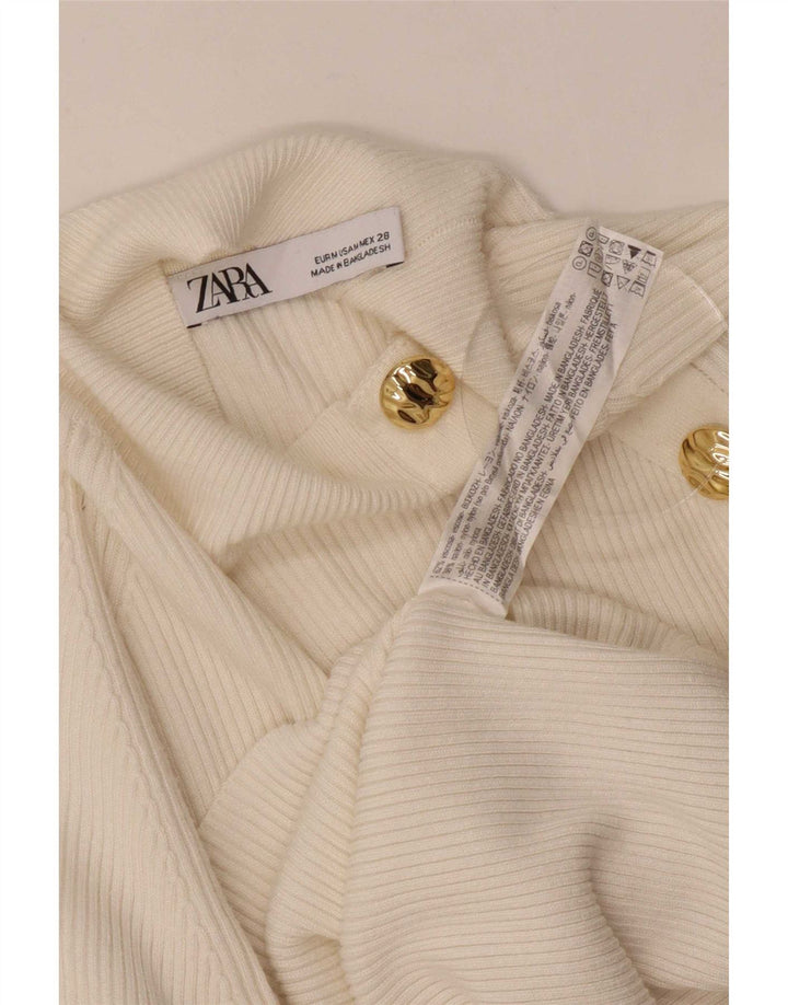 Zara γυναικείο τοπ μακρυμάνικο UK 12, μεσαία σε λευκή βισκόζη