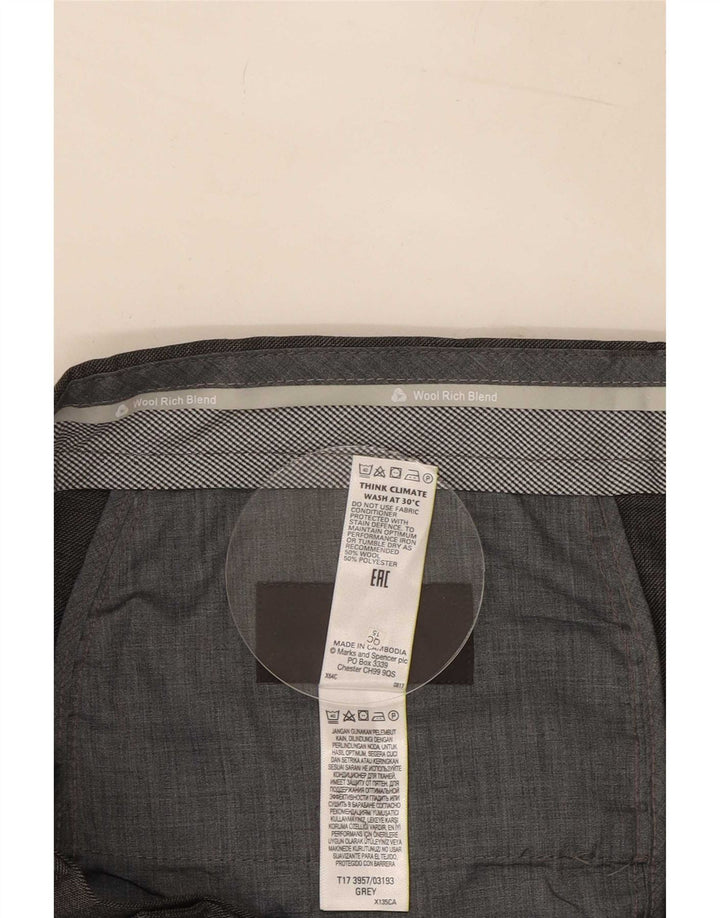 Ανδρικό παντελόνι με κανονική εφαρμογή Marks & Spencer W34 L29 Γκρι μαλλί
