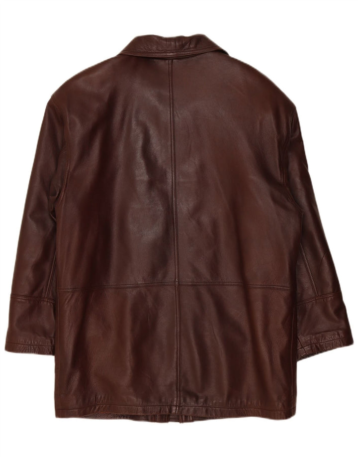 Vintage Ανδρικό Δερμάτινο Παλτό UK 38 Medium Burgundy
