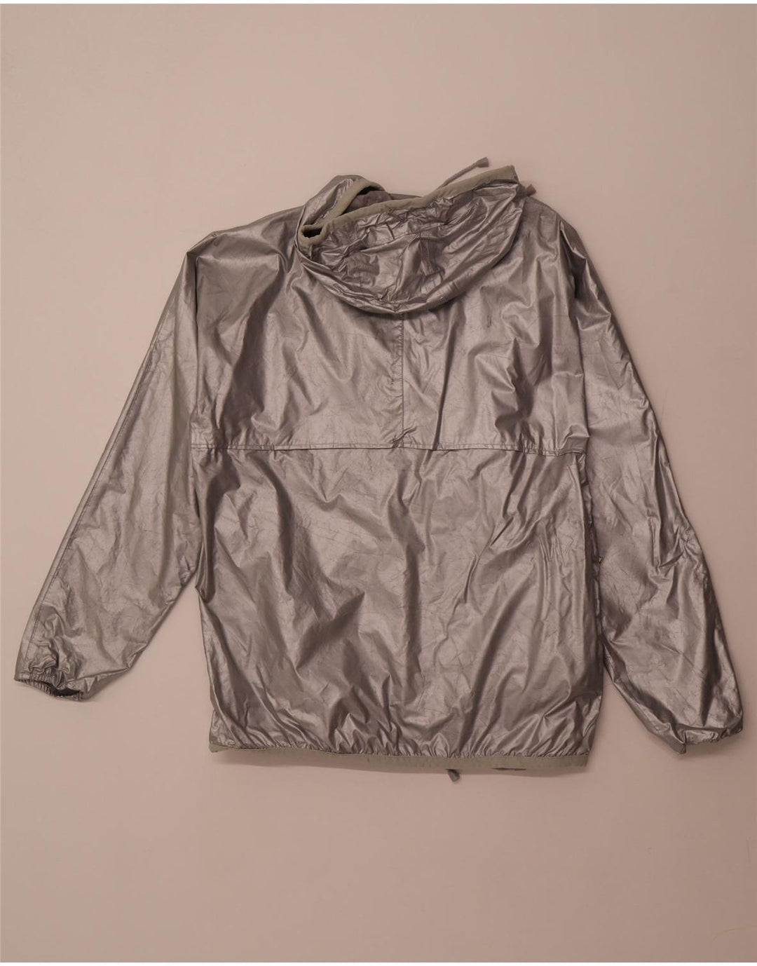 K-WAY Γυναικείο μπουφάν βροχής με κουκούλα UK 10 Small Silver Polyamide