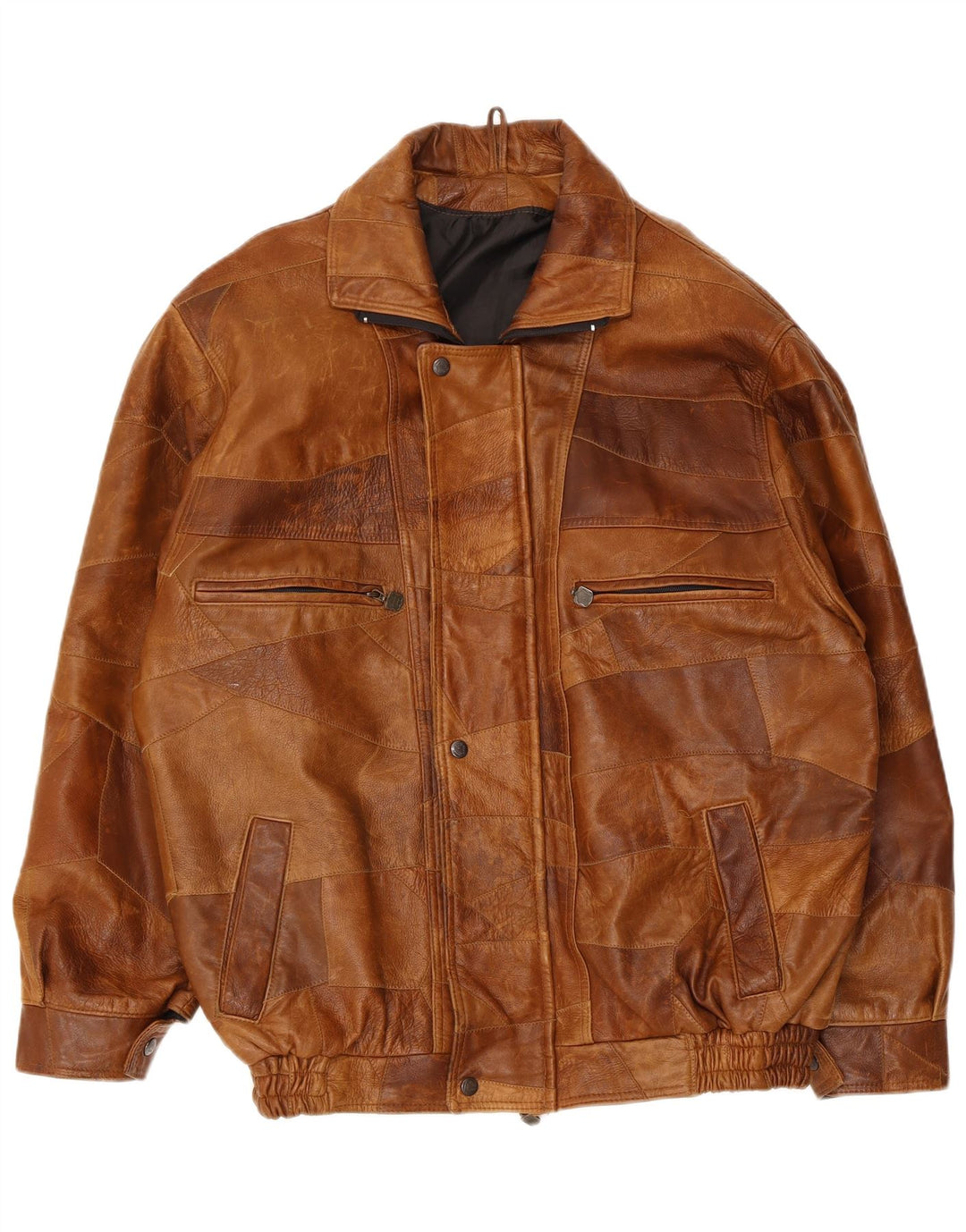 Vintage Ανδρικό Δερμάτινο Μπουφάν UK 42 XL Καφέ Δερμάτινο Patchwork