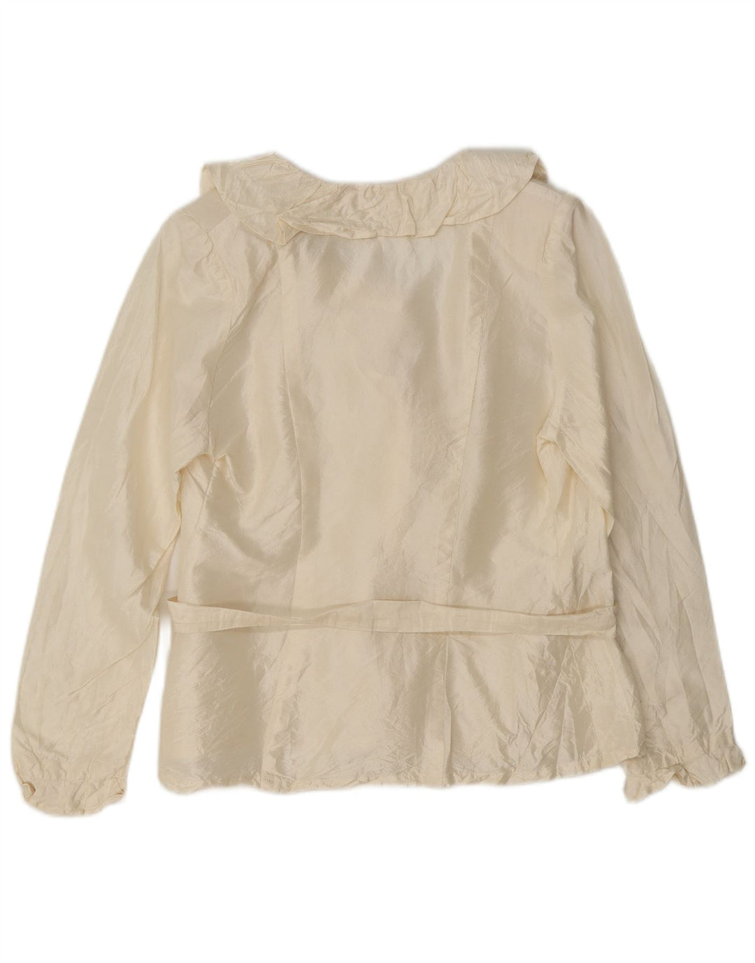 Vintage γυναικείο βολάν μπλούζα μπροστινό UK 10 Small Off White
