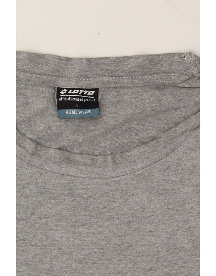 LOTTO Mens Graphic T-Shirt Top Large Grey Cotton Vintage Lotto and Second-Hand Lotto from Messina Hembry 