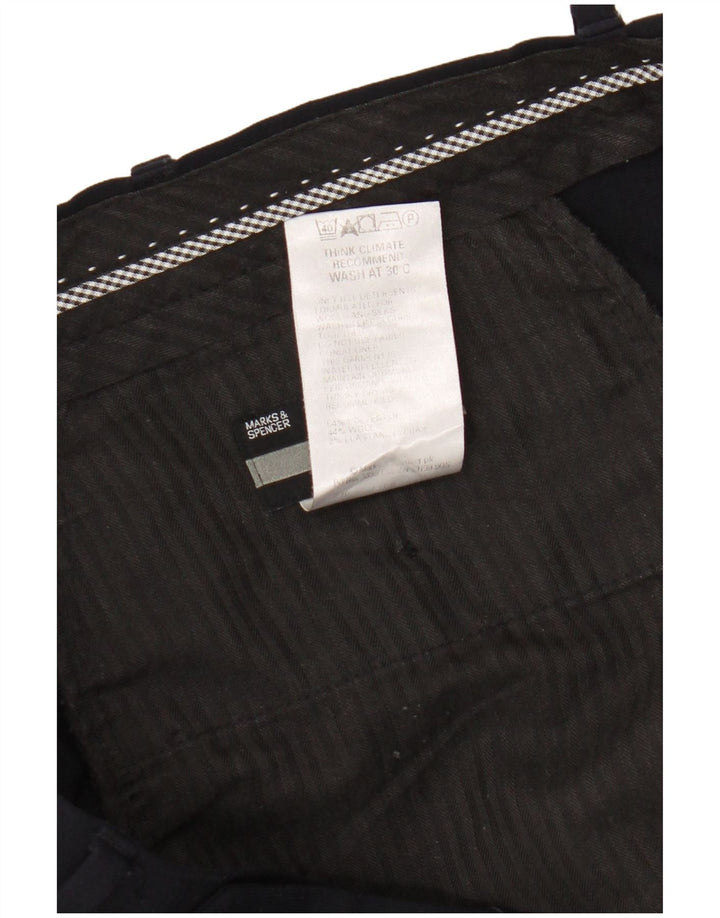 Marks & Spencer Ανδρικό παντελόνι με καρφίτσα W36 L33 Navy Blue Polyester
