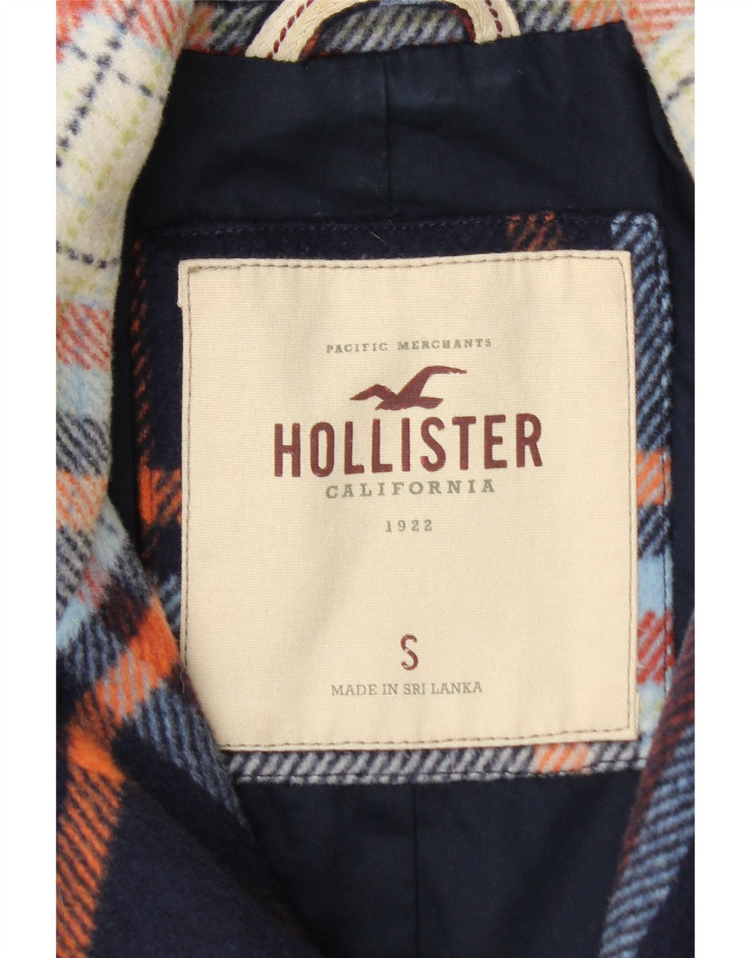 Hollister Γυναικείο Crop Bomber Jacket UK 10 Small Navy Blue καρό μαλλί