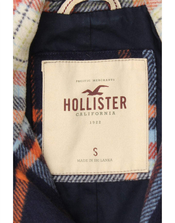 Hollister Γυναικείο Crop Bomber Jacket UK 10 Small Navy Blue καρό μαλλί