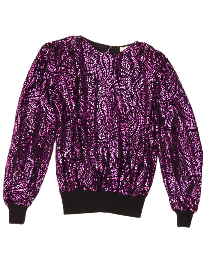 Vintage γυναικεία υπερμεγέθη μπλούζα Top EU 38 Medium Purple Paisley Acetate