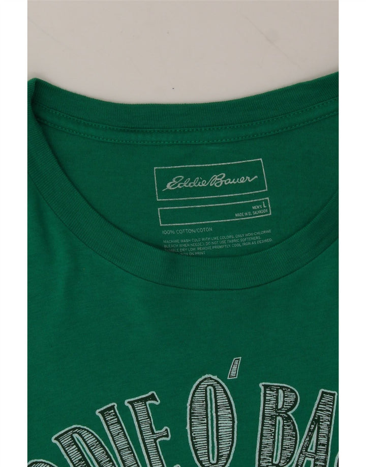 EDDIE BAUER Mens Graphic T-Shirt Top Large Green Cotton Vintage Eddie Bauer and Second-Hand Eddie Bauer from Messina Hembry 