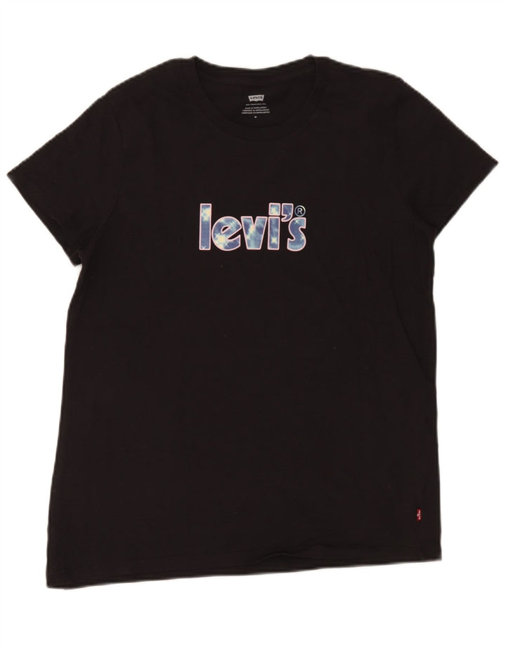 Γυναικείο γραφικό μπλουζάκι Levi's Top UK 12 μεσαίο μαύρο βαμβακερό