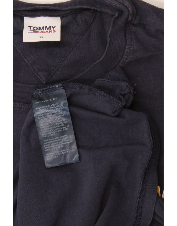 Ανδρικό γραφικό μπλουζάκι TOMMY HILFIGER Top XL Navy Blue Cotton