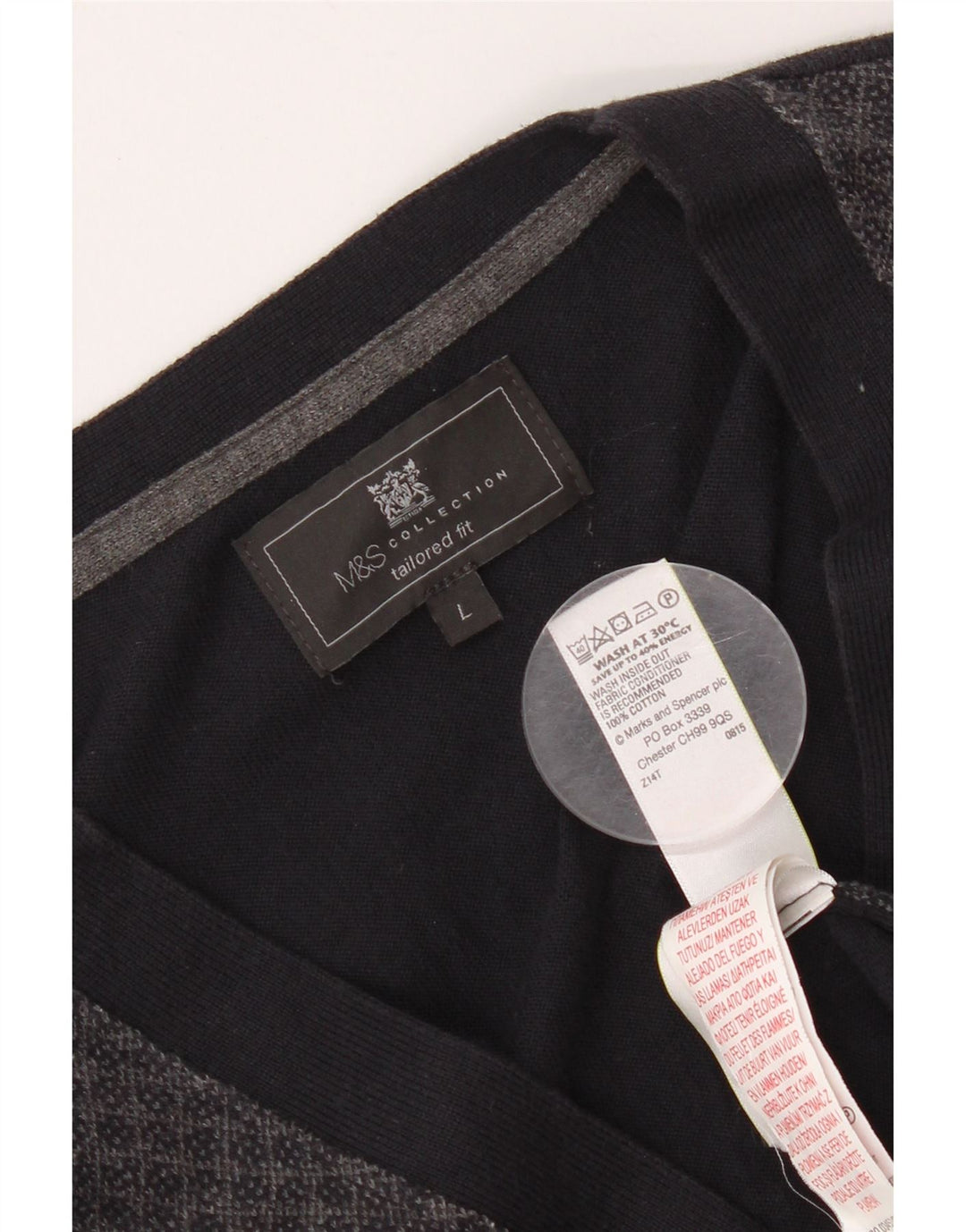 Ανδρικό πουλόβερ ζακέτα Marks & Spencer σε μεγάλο μπλε ναυτικό χρώμα