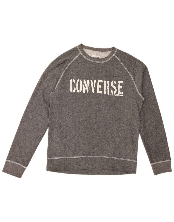 Ανδρικό γραφικό φούτερ Converse Jumper Μεσαίο γκρι βαμβακερό