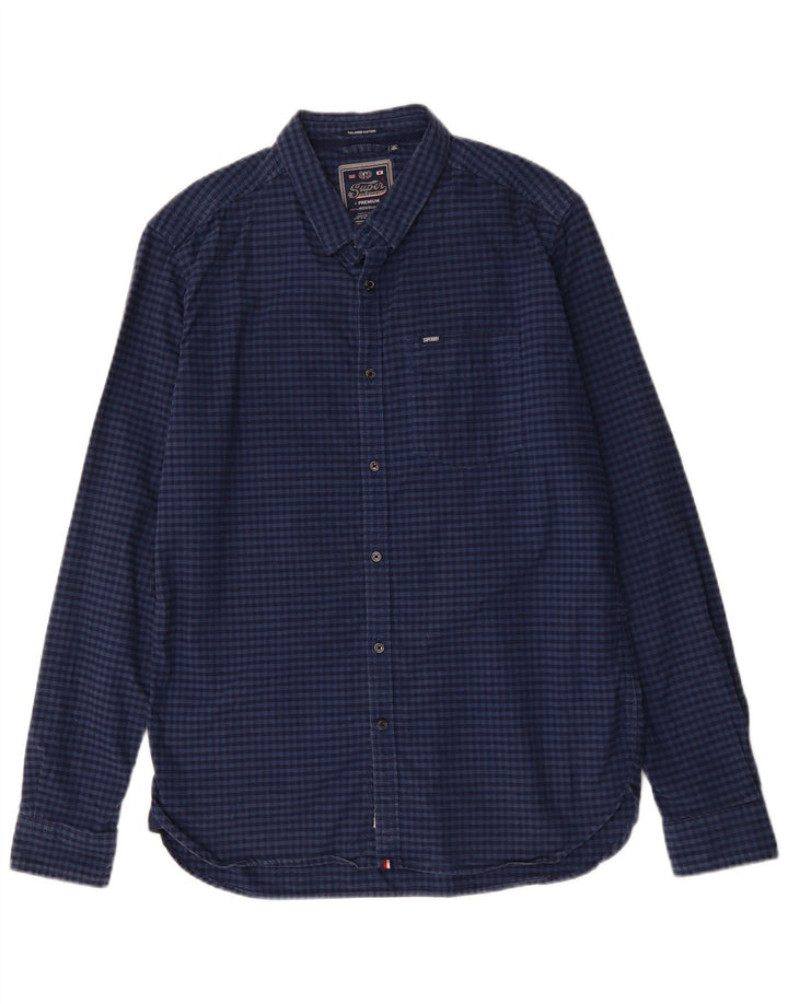 Ανδρικό πουκάμισο SUPERDRY XL Navy Blue Gingham