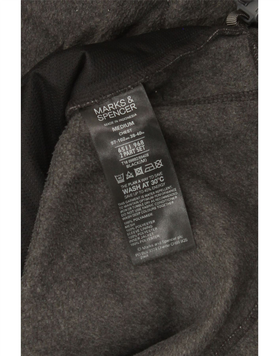Marks & Spencer Ανδρικό Fleece Jacket UK 38 Medium Grey Polyamide