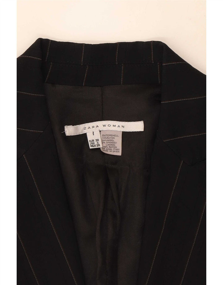 Zara Γυναικείο τζάκετ μπλέιζερ με 1 κουμπί EU 38 Μικρό μαύρο ριγέ ρεγιόν