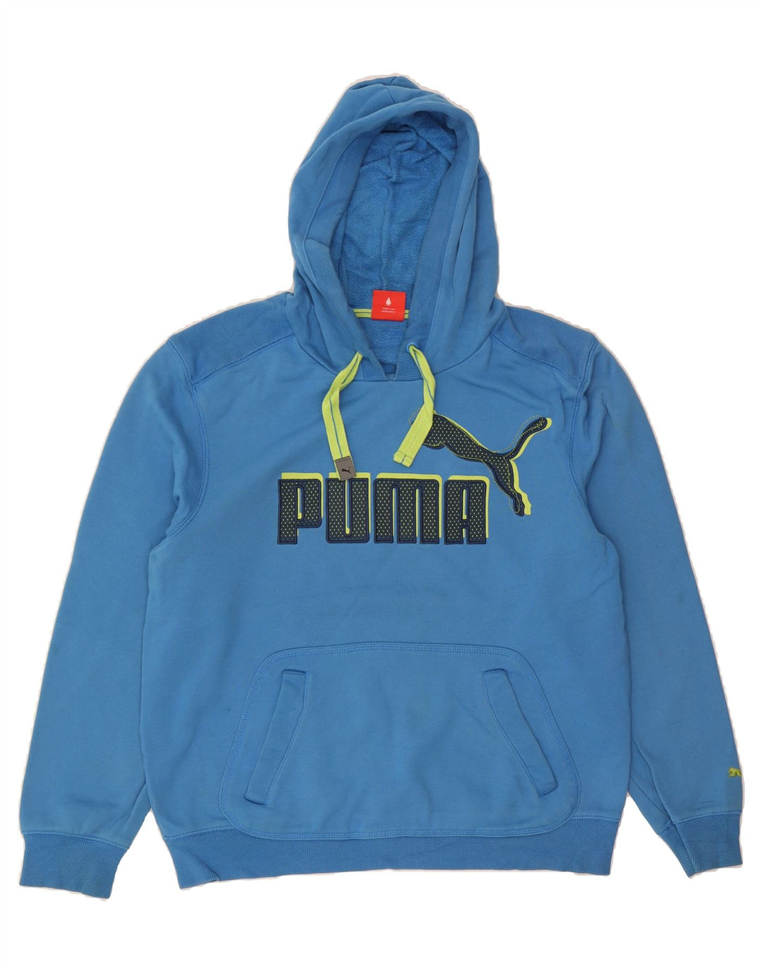 PUMA Mens Graphic Hoodie Jumper Medium Blue Cotton Vintage Puma and Second-Hand Puma from Messina Hembry 