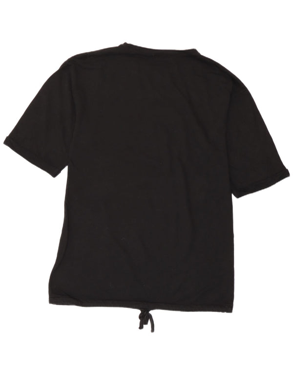 Zara Womens Graphic T-Shirt Top UK 16 Large Black Cotton