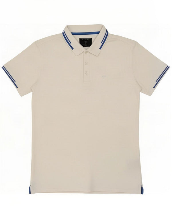 Guess ανδρικό μπλουζάκι πόλο UK 40 Medium White Cotton