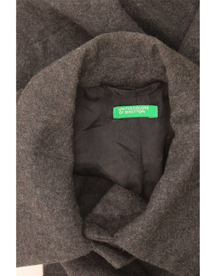 Benetton Γυναικείο Μπουφάν Blazer 5 κουμπιών IT 44 Μέτριο Γκρι Παρθένο Μαλλί