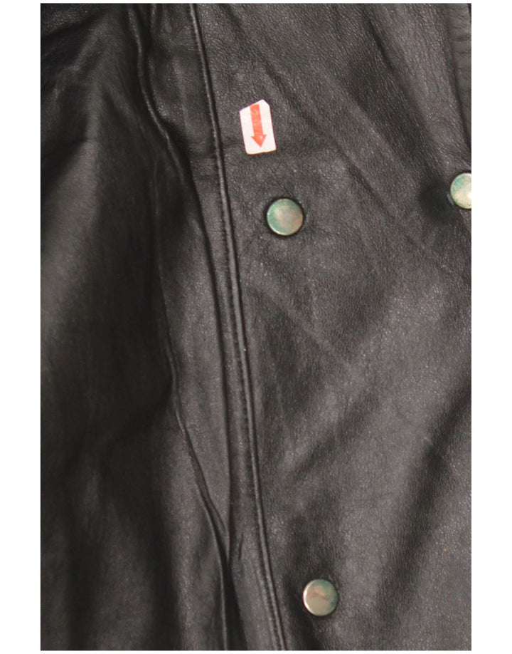 VINTAGE Γυναικείο Δερμάτινο Μπουφάν EU 42 Μεγάλο Δερμάτινο Μαύρο