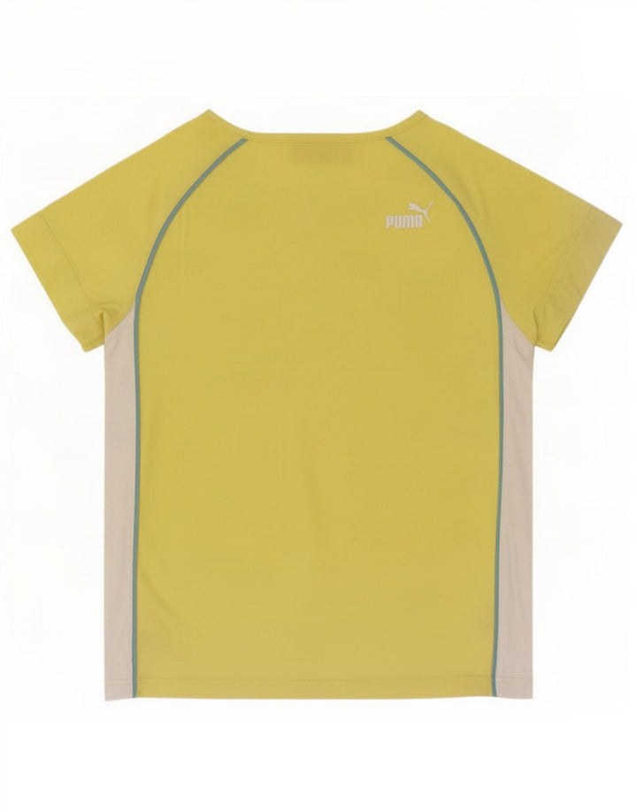 Puma Γυναικείο T-Shirt Top UK 12 Μέτριο κίτρινο ριγέ