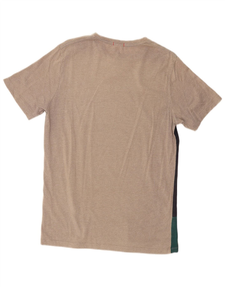 JACK & JONES Mens T-Shirt Top Medium Navy Blue Colourblock Cotton