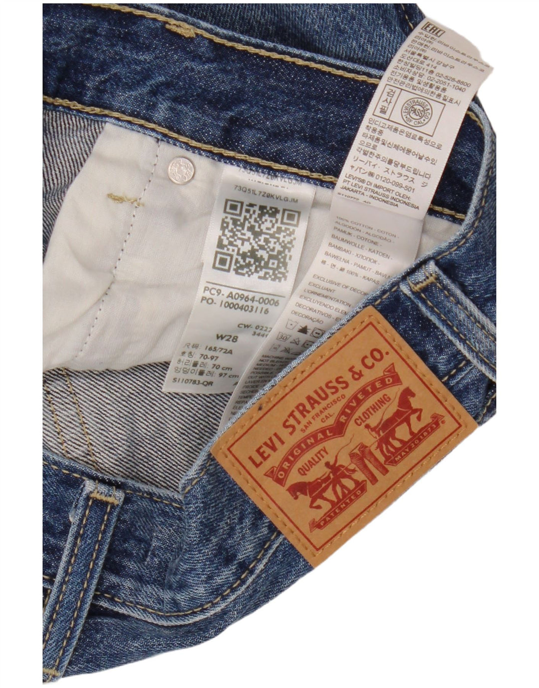 LEVI'S Womens Low Pro Distressed Straight Jeans W28 L31 Blue Cotton