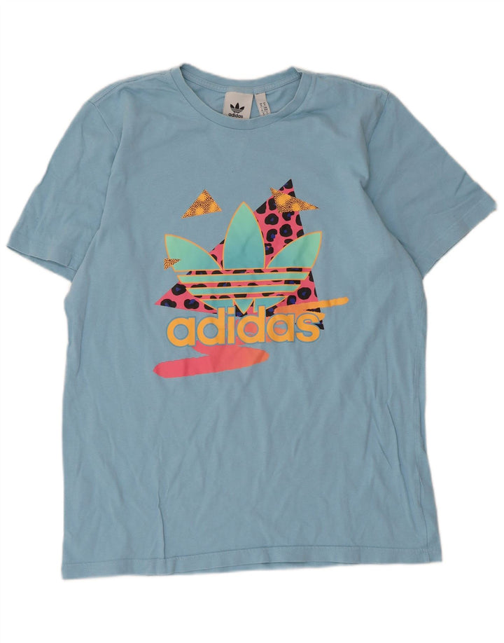 Ανδρικό γραφικό T-Shirt Adidas Top από μεσαίο μπλε βαμβακερό