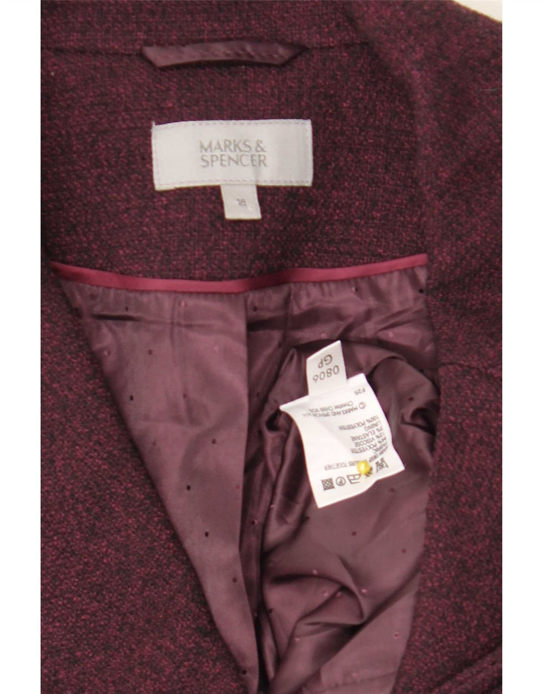 Marks & Spencer Γυναικείο Μπουφάν Blazer με διπλό στήθος UK 18 XL Βουργουνδίας