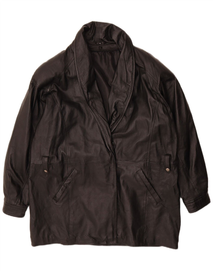 Vintage Γυναικείο Δερμάτινο Μπουφάν UK 18 XL Μαύρο Δερμάτινο