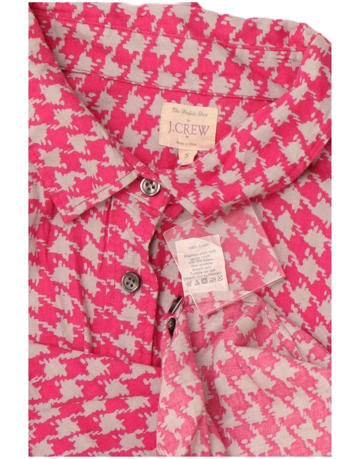 J. CREW Γυναικείο φανελένιο πουκάμισο UK 10 Small Pink Houndstooth βαμβακερό