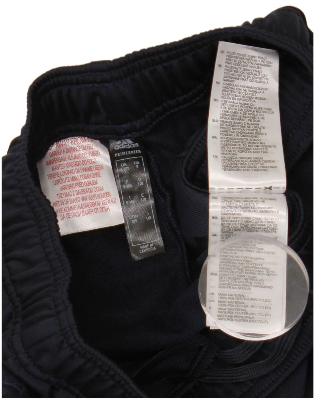 Παντελόνι αθλητικής φόρμας ADIDAS Boys Primegreen 9-10 ετών Navy Blue Polyester