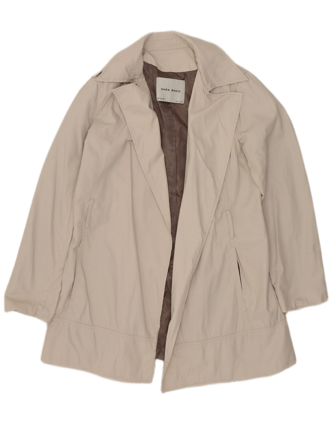 Zara Γυναικεία ανοιχτή καμπαρντίνα UK 16 Large Off White