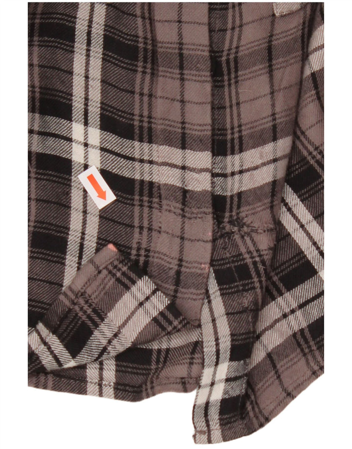 BENETTON Γυναικείο πουκάμισο μεγάλου μεγέθους φανελένιο UK 10 Small Brown Check Viscose